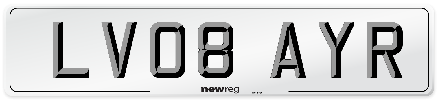 LV08 AYR Number Plate from New Reg